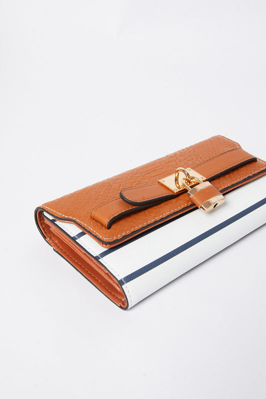 Redtag-Stripe-Wallet-With-Small-Lock-Category:Purse,-Colour:Assorted,-Filter:Women's-Accessories,-H1:ACC,-H2:LAD,-H3:LAB,-H4:HBG,-New-In,-New-In-Women-ACC,-Non-Sale,-S23B,-Season:S23B,-Section:Women,-Women-Bags-Women-