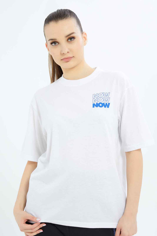 Redtag-Women-White-Oversized-Placement-Print-T-Shirt-Category:T-Shirts,-Colour:White,-Deals:New-In,-Filter:Women's-Clothing,-New-In-Women-APL,-Non-Sale,-S23B,-Section:Women,-Women-T-Shirts-Women's-