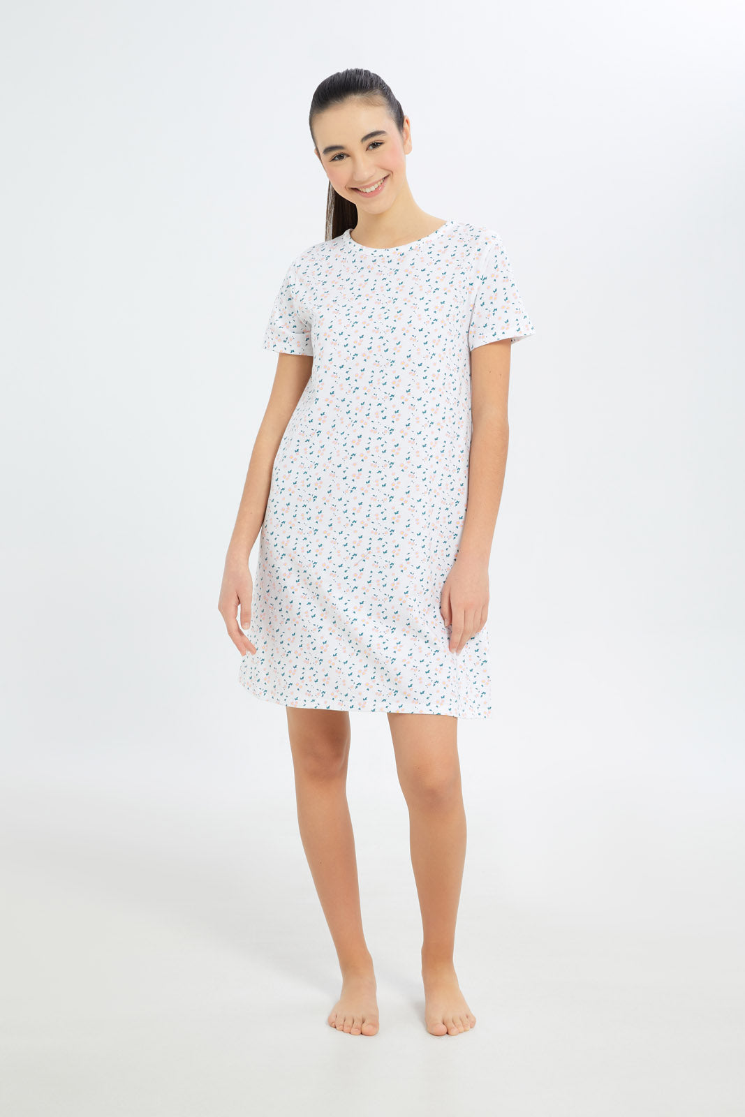 Redtag-Girls-Basic-Nightdress-Category:Nightshirts,-Colour:White,-Deals:New-In,-Filter:Senior-Girls-(8-to-14-Yrs),-GSR-Nightshirts,-H1:KWR,-H2:GSR,-H3:NWR,-H4:NSH,-New-In-GSR-APL,-Non-Sale,-S23C,-Season:S23C,-Section:Girls-(0-to-14Yrs)-Senior-Girls-9 to 14 Years