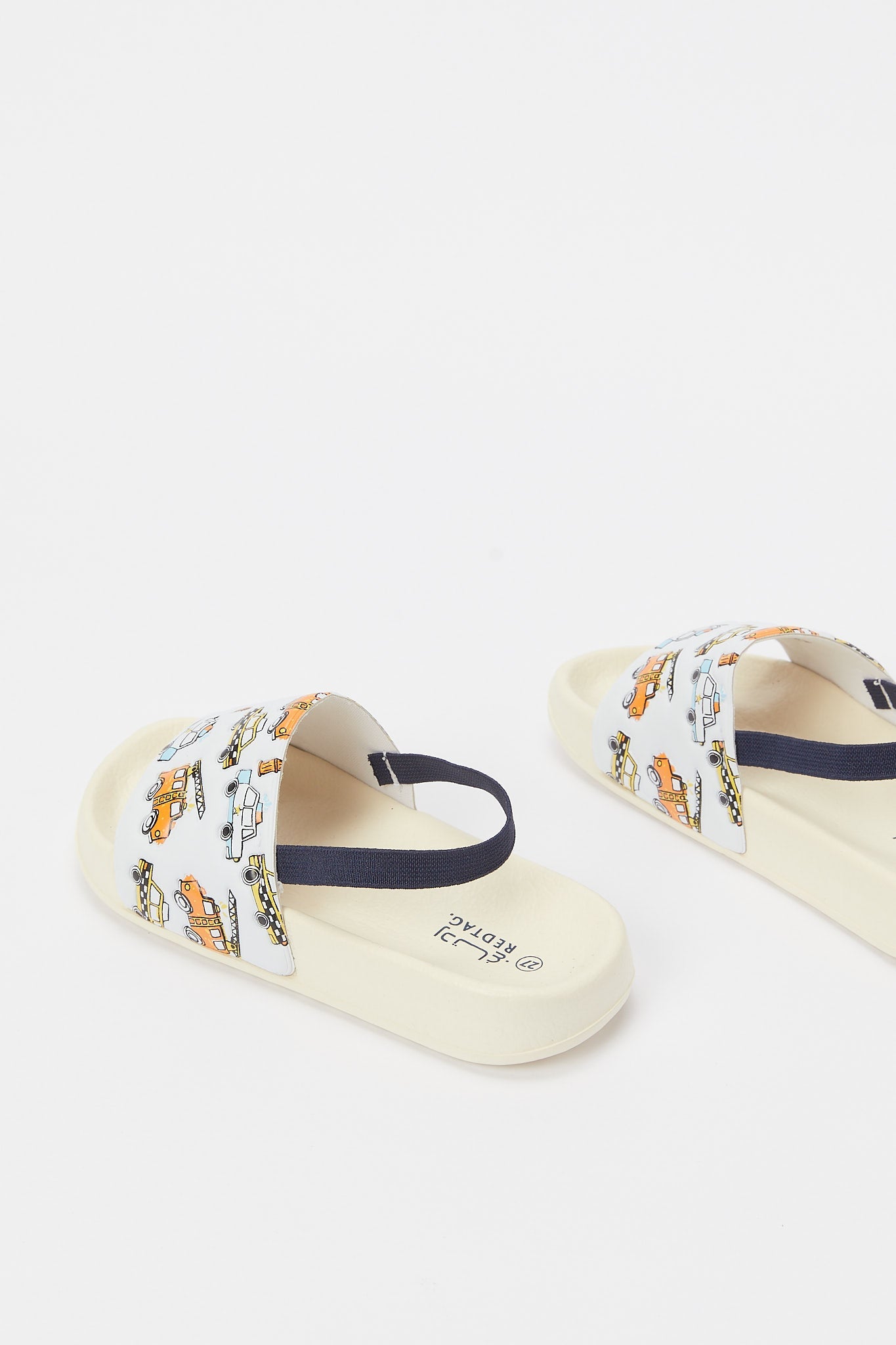 Redtag-Beige-Car-Print-Slide-With-Backstrap-BOY-Flip-Flops,-Category:Flip-Flops,-CHR,-Colour:Beige,-Deals:New-In,-Filter:Boys-Footwear-(3-to-5-Yrs),-H1:FOO,-H2:BOY,-H3:SAF,-H4:FLF,-New-In-BOY-FOO,-Non-Sale,-S23B,-Season:S23B,-Section:Boys-(0-to-14Yrs)-Boys-3 to 5 Years