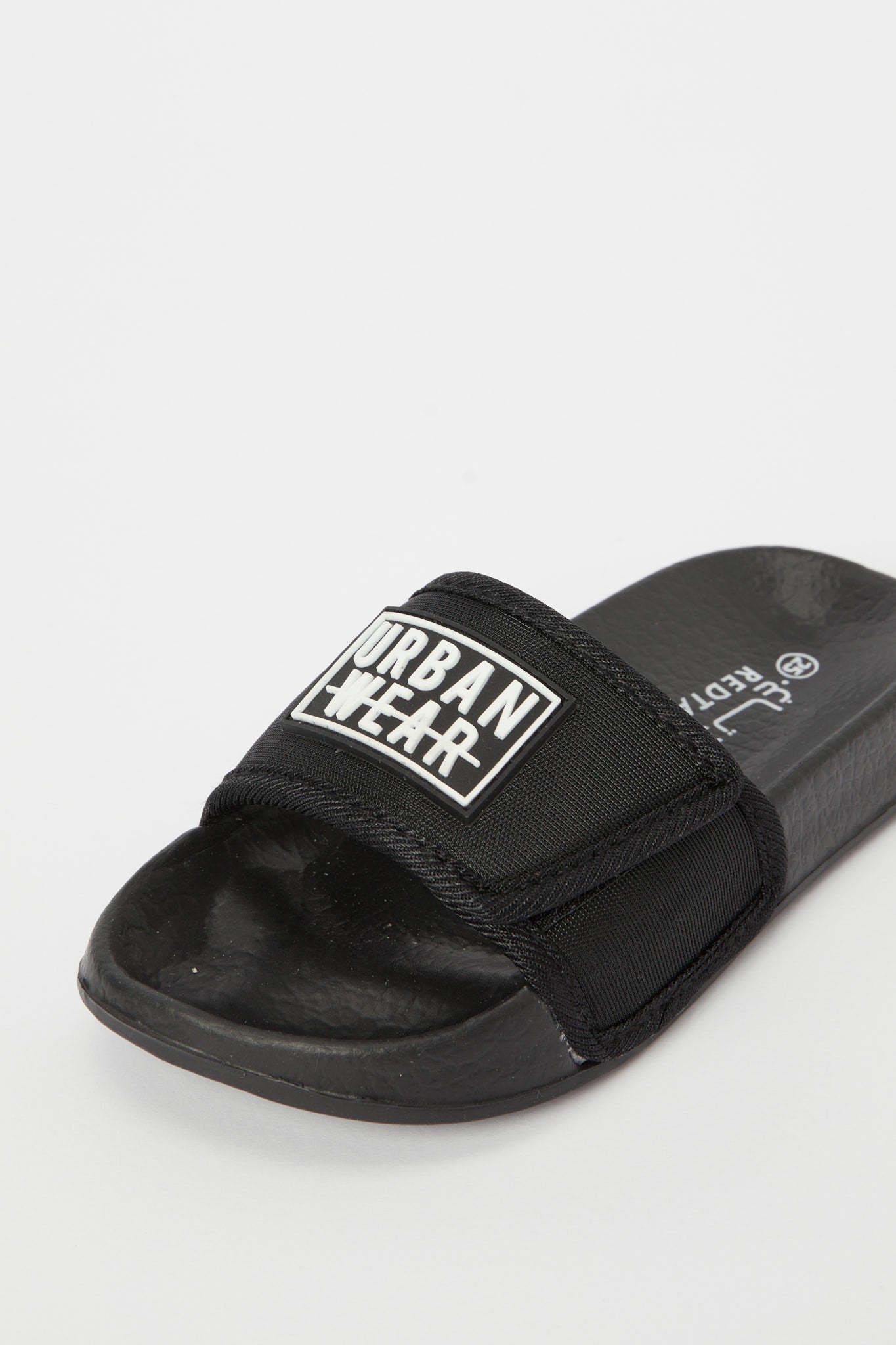 Redtag-Black-Slogan-Embossed-Slide-BOY-Flip-Flops,-Category:Flip-Flops,-Colour:Black,-Deals:New-In,-Filter:Boys-Footwear-(3-to-5-Yrs),-H1:FOO,-H2:BOY,-H3:SAF,-H4:FLF,-N/A,-New-In-BOY-FOO,-Non-Sale,-S23B,-Season:S23B,-Section:Boys-(0-to-14Yrs)-Boys-3 to 5 Years