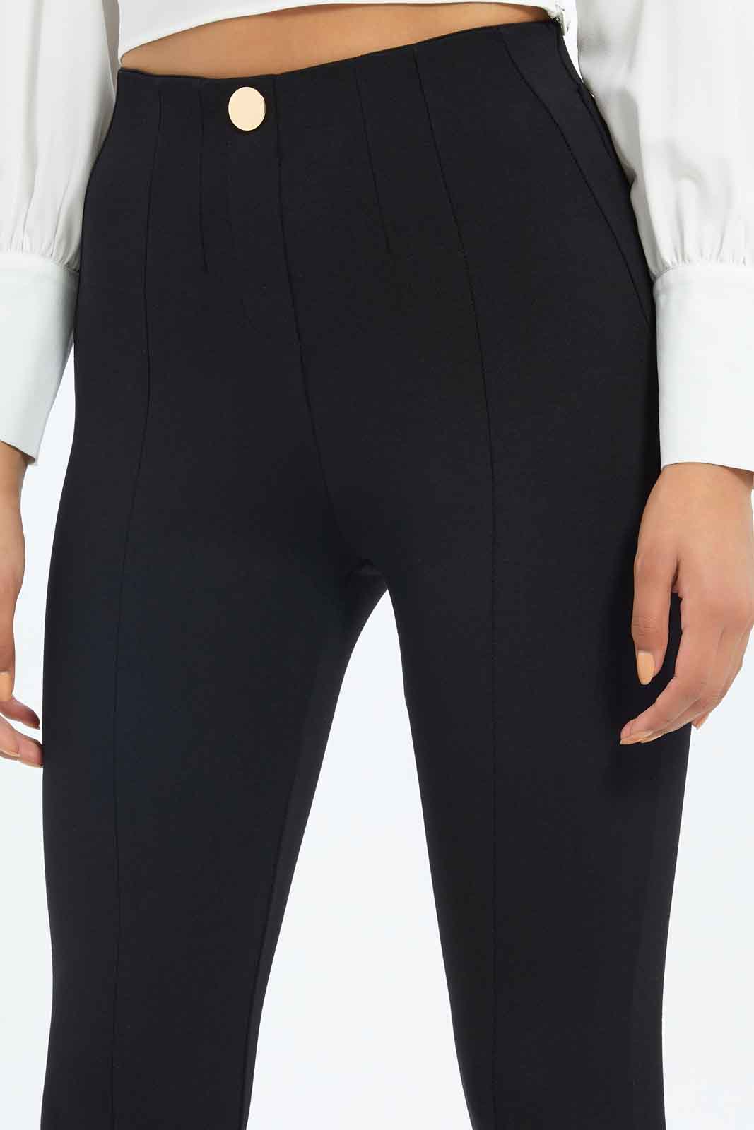 Redtag-Women-Black-Pleated-Pontie-Legging-With-Button-Details-Category:Leggings,-Colour:Black,-Deals:New-In,-Filter:Women's-Clothing,-New-In-Women-APL,-Non-Sale,-S23B,-Section:Women,-Women-Leggings-Women's-