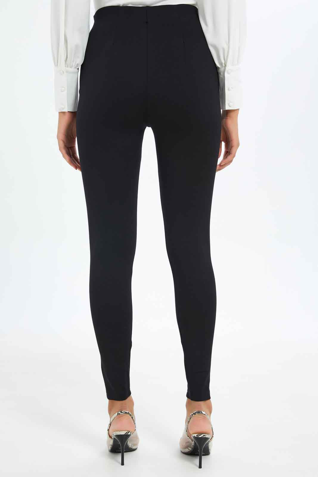 Redtag-Women-Black-Pleated-Pontie-Legging-With-Button-Details-Category:Leggings,-Colour:Black,-Deals:New-In,-Filter:Women's-Clothing,-New-In-Women-APL,-Non-Sale,-S23B,-Section:Women,-Women-Leggings-Women's-
