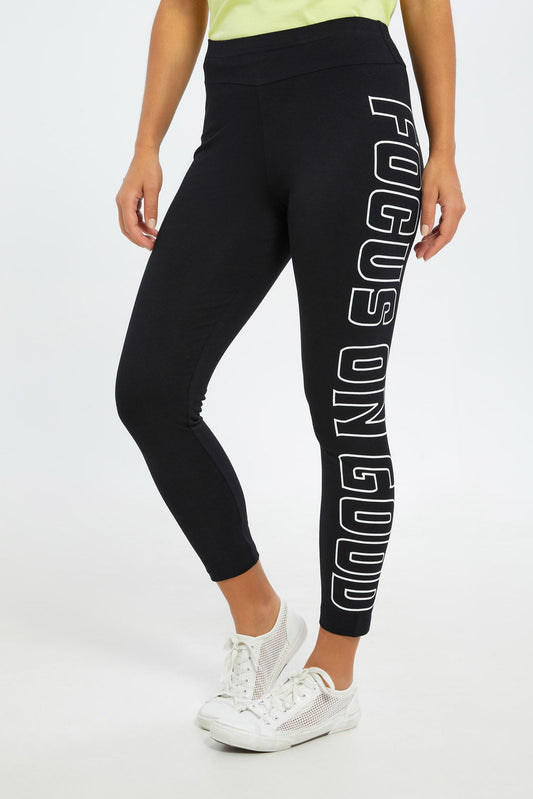 Redtag-Women-Black-Printed-Capri-Category:Leggings,-Colour:Black,-Deals:New-In,-Filter:Women's-Clothing,-H1:LWR,-H2:LAD,-H3:TRS,-H4:LEG,-New-In-Women-APL,-Non-Sale,-S23B,-Season:S23B,-Section:Women,-Women-Leggings-Women's-