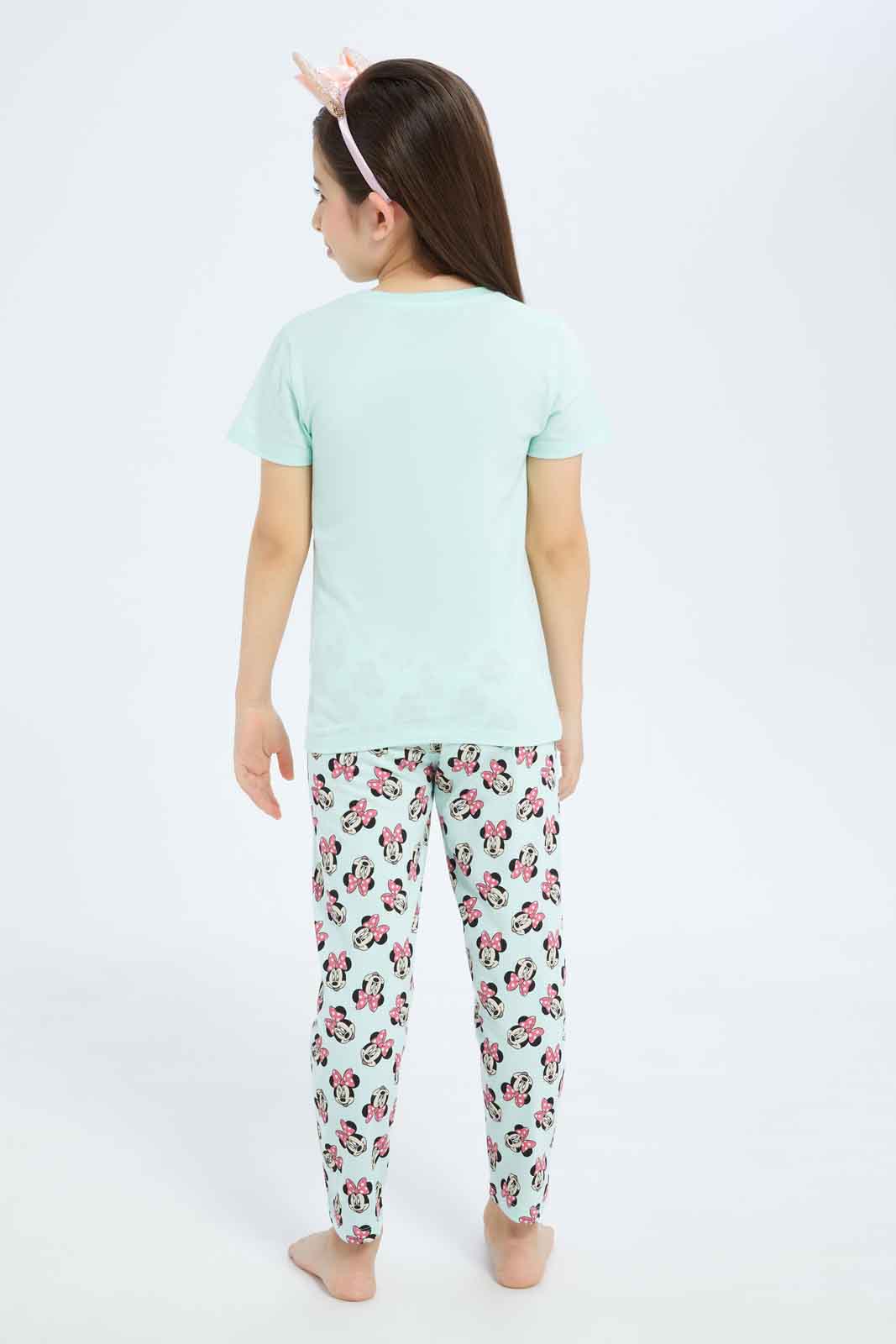 Redtag-Girls-Mint-Minni-Mouse-Pj-Set-Category:Pyjama-Sets,-Colour:Mint,-Deals:New-In,-Filter:Girls-(2-to-8-Yrs),-GIR-Pyjama-Sets,-New-In-GIR-APL,-Non-Sale,-S23B,-Section:Girls-(0-to-14Yrs)-Girls-2 to 8 Years