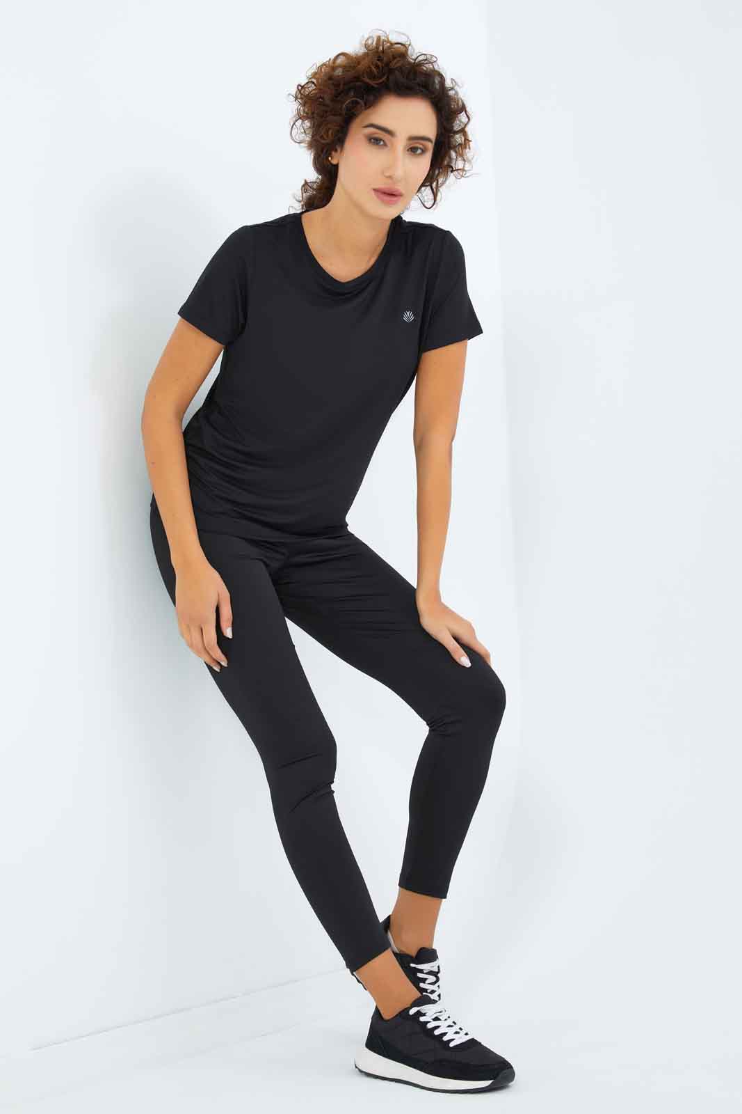 Redtag-Women-Black-Short-Sleeve-Placement-Print-Active-T-Shirt-Category:T-Shirts,-Colour:Black,-Deals:New-In,-Filter:Women's-Clothing,-New-In-Women-APL,-Non-Sale,-S23B,-Section:Women,-Women-T-Shirts-Women's-