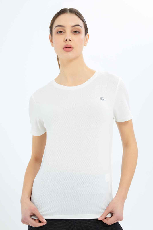 Redtag-Women-White-Short-Sleeve-Placement-Print-Active-T-Shirt-Category:T-Shirts,-Colour:White,-Deals:New-In,-Filter:Women's-Clothing,-New-In-Women-APL,-Non-Sale,-S23B,-Section:Women,-Women-T-Shirts-Women's-