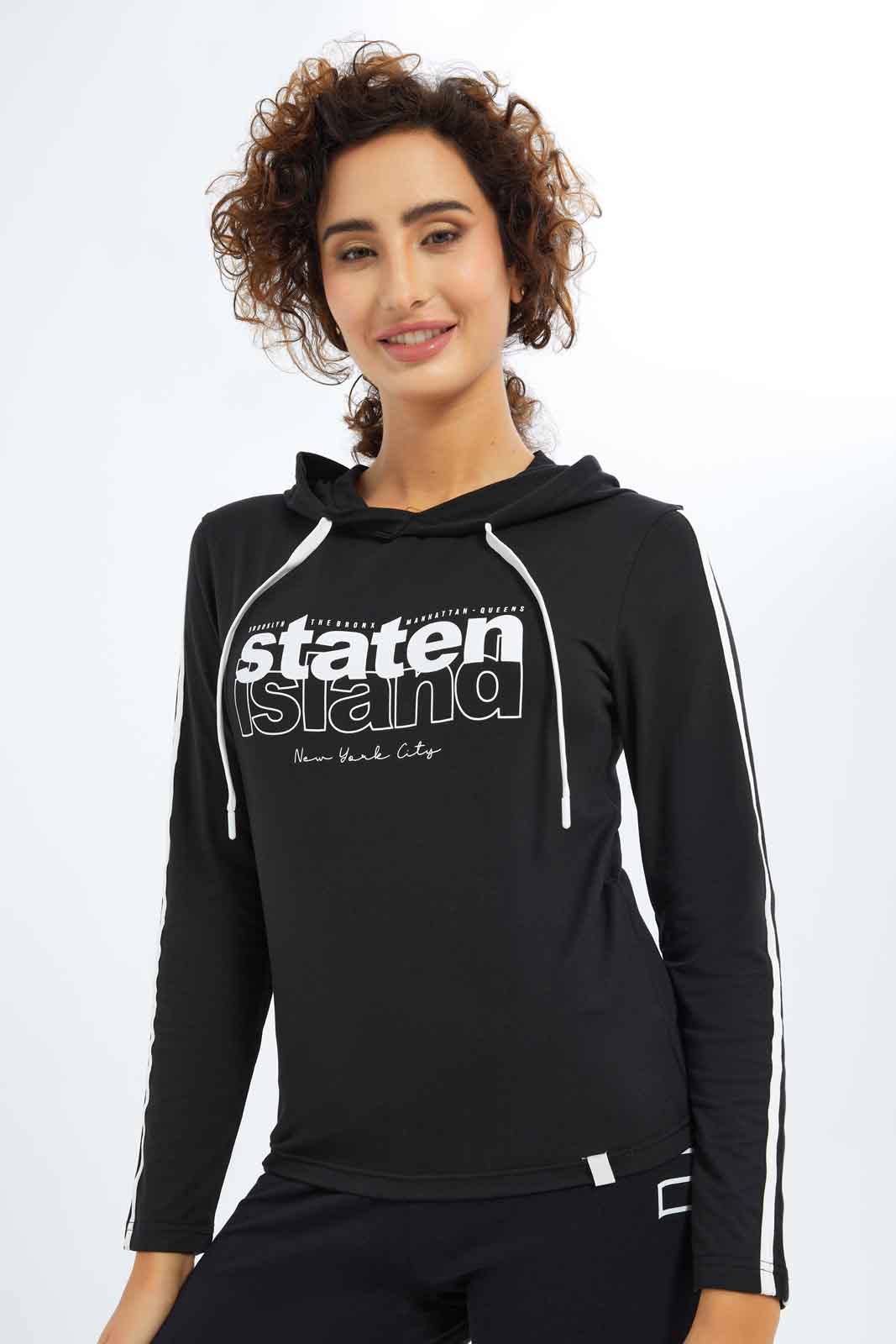 Redtag-Women-Black-Hoodie-Placement-Print-Sweatshirt-Category:Sweatshirts,-Colour:Black,-Deals:New-In,-Filter:Women's-Clothing,-New-In-Women-APL,-Non-Sale,-S23B,-Section:Women,-Women-Sweatshirts-Women's-