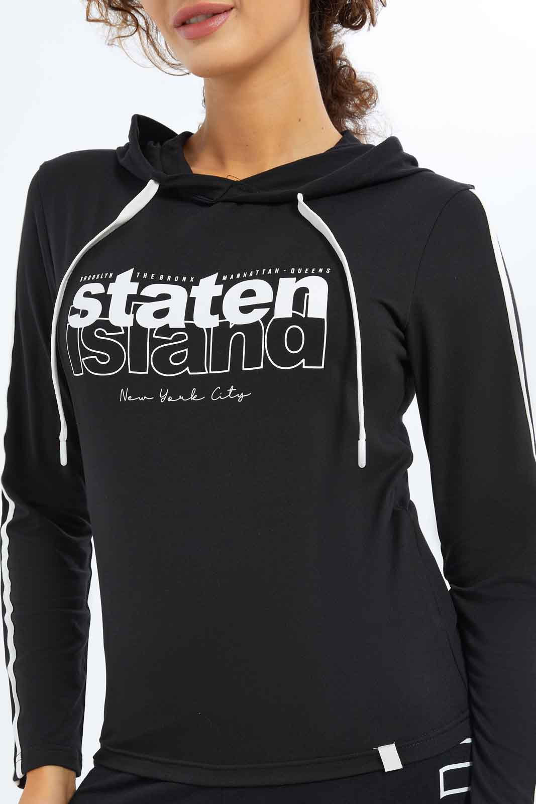 Redtag-Women-Black-Hoodie-Placement-Print-Sweatshirt-Category:Sweatshirts,-Colour:Black,-Deals:New-In,-Filter:Women's-Clothing,-New-In-Women-APL,-Non-Sale,-S23B,-Section:Women,-Women-Sweatshirts-Women's-