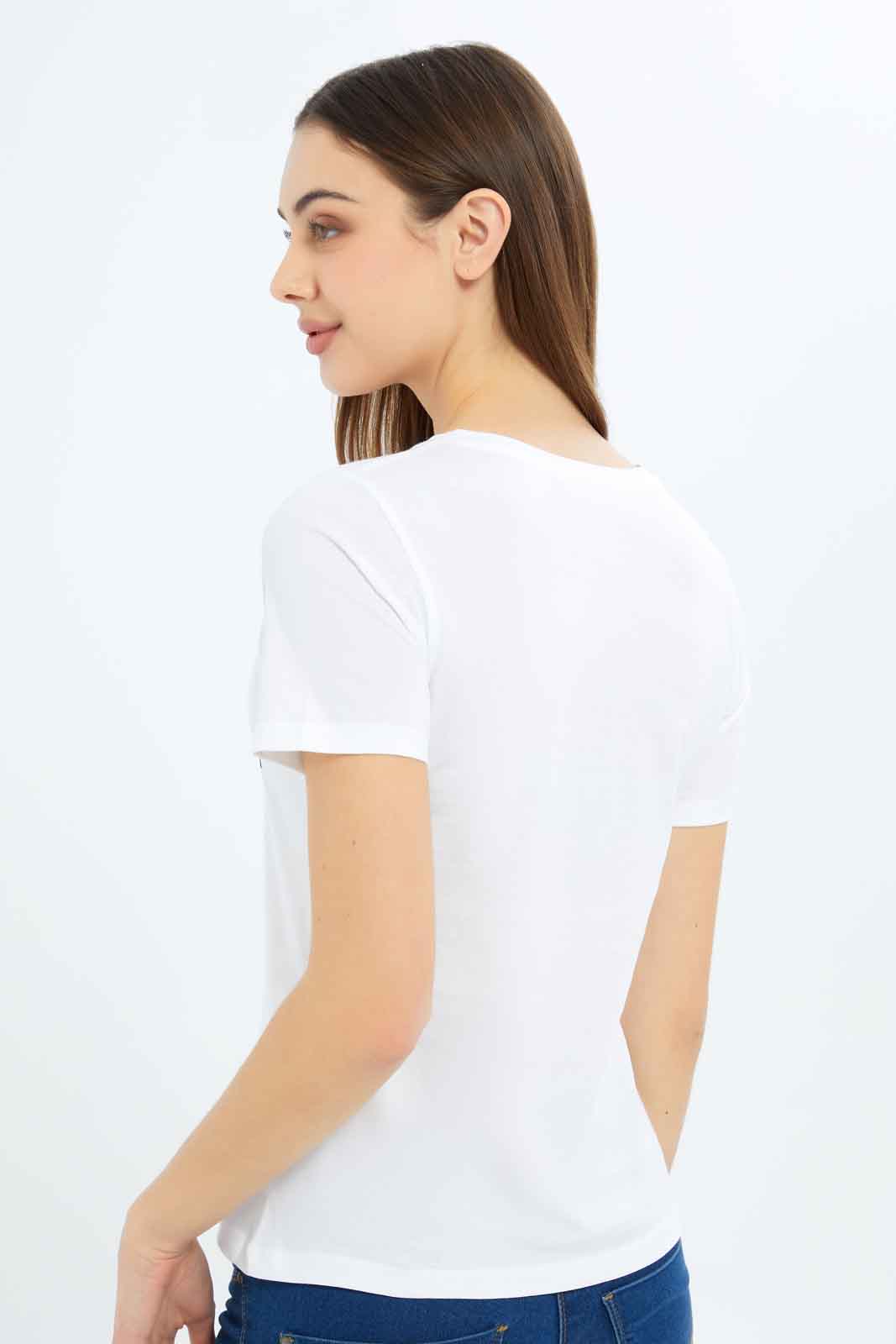 Redtag-Women-White-Chic-Forever-Printed-T-Shirt-Category:T-Shirts,-Colour:White,-Deals:New-In,-Filter:Women's-Clothing,-New-In-Women-APL,-Non-Sale,-S23B,-Section:Women,-TBL,-Women-T-Shirts-Women's-