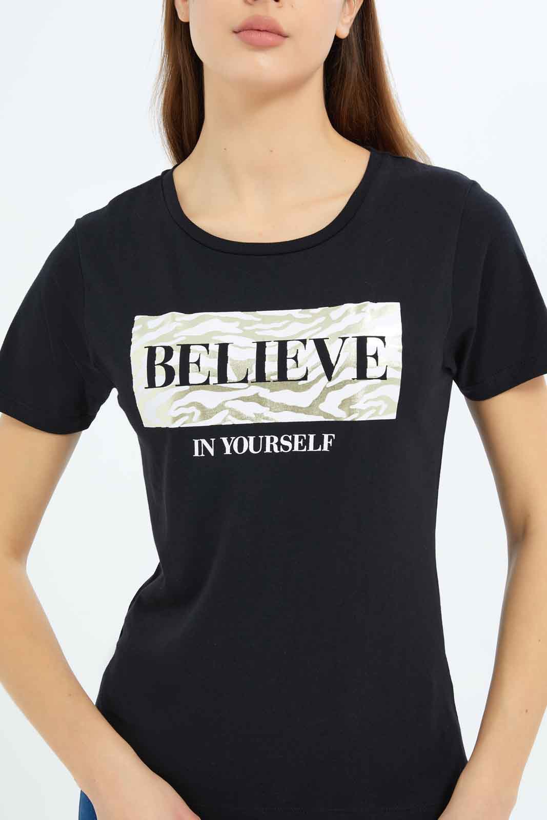 Redtag-Women-White-Believe-In-Yourself-Printed-T-Shirt-Category:T-Shirts,-Colour:White,-Deals:New-In,-Filter:Women's-Clothing,-New-In-Women-APL,-Non-Sale,-S23B,-Section:Women,-TBL,-Women-T-Shirts-Women's-