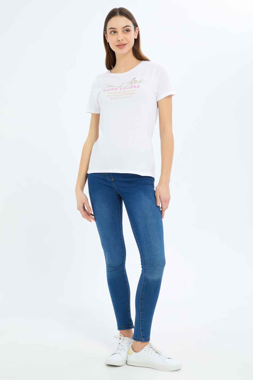 Redtag-Women-White-Cote-D'-Azur-Printed-T-Shirt-Category:T-Shirts,-Colour:White,-Deals:New-In,-Filter:Women's-Clothing,-New-In-Women-APL,-Non-Sale,-S23B,-Section:Women,-TBL,-Women-T-Shirts-Women's-