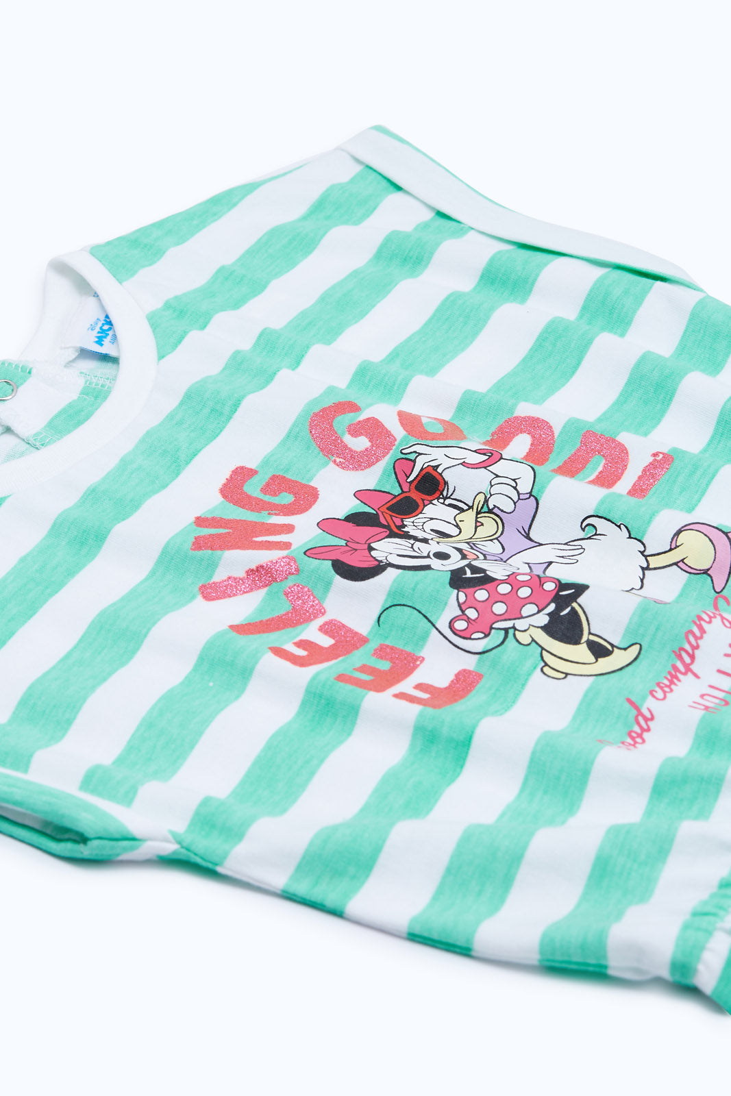 Redtag-Girls-Mint-Stripe-Minnie-&-Daisy-Jumpsuit-Category:Jumpsuits,-CHA,-CHR:CHR,-Colour:Mint,-Deals:New-In,-Filter:Girls-(2-to-8-Yrs),-GIR-Jumpsuits,-H1:KWR,-H2:GIR,-H3:SET,-H4:JMS,-New-In-GIR-APL,-Non-Sale,-S23D,-Season:S23C,-Section:Girls-(0-to-14Yrs)-Girls-2 to 8 Years