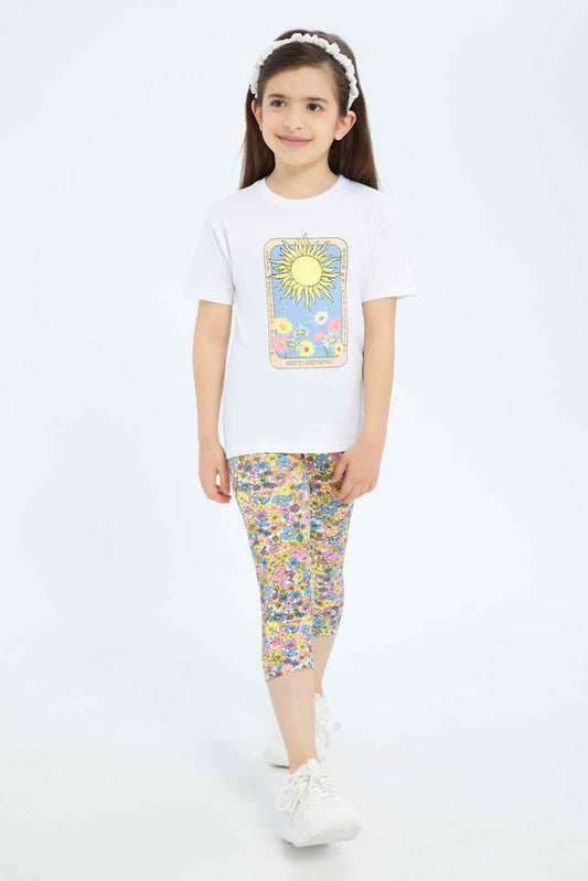 Redtag-Girls-White-Legging-Sets-Category:Sets,-Colour:White,-Deals:New-In,-Filter:Girls-(2-to-8-Yrs),-GIR-Sets,-New-In-GIR-APL,-Non-Sale,-S23B,-Section:Girls-(0-to-14Yrs)-Girls-2 to 8 Years