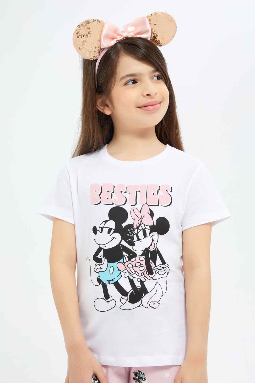 Redtag-Girls-White/Pink-Minnie-Pj-Set-Category:Pyjama-Sets,-CHA,-Colour:Assorted,-Deals:New-In,-Filter:Girls-(2-to-8-Yrs),-GIR-Pyjama-Sets,-New-In-GIR-APL,-Non-Sale,-S23B,-Section:Girls-(0-to-14Yrs)-Girls-2 to 8 Years