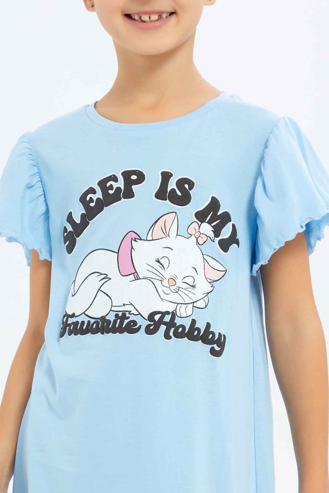 Redtag-Girls-Blue-Marie-D-Cat-Night-Shirt-Category:Nightshirts,-Colour:Blue,-Deals:New-In,-Filter:Girls-(2-to-8-Yrs),-GIR-Nightshirts,-New-In-GIR-APL,-Non-Sale,-S23B,-Section:Girls-(0-to-14Yrs)-Girls-2 to 8 Years