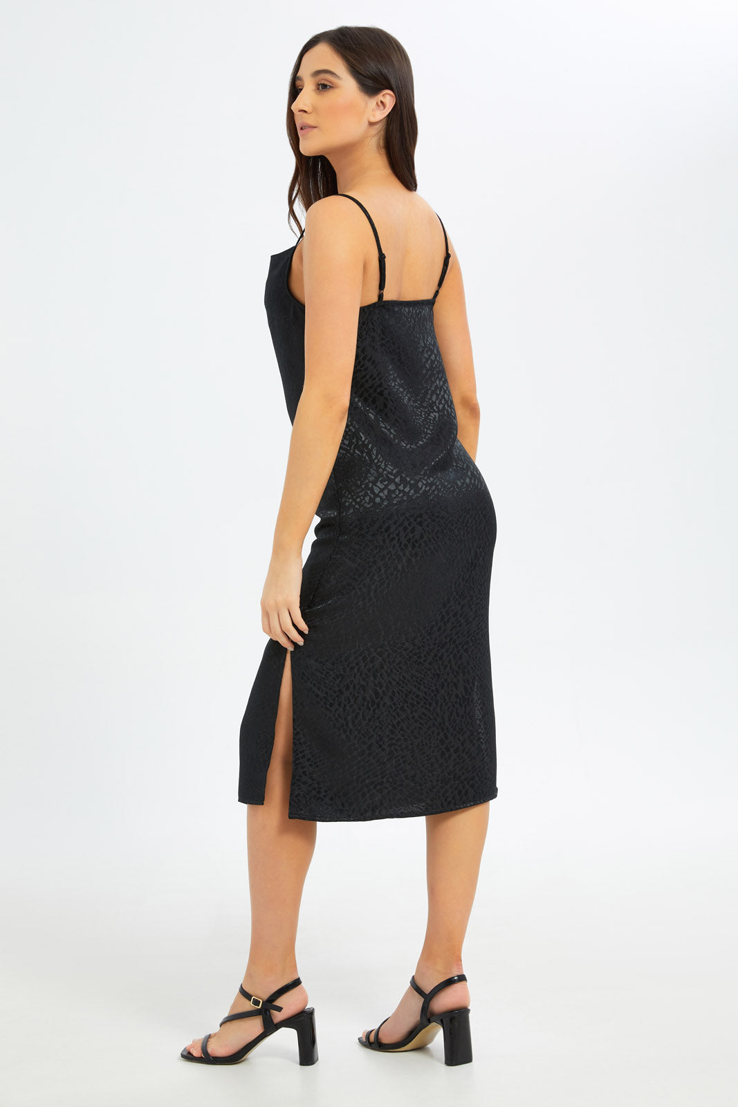 Redtag-Women-Jacquard-Satin-Slip-Dress-Category:Dresses,-Colour:Black,-Deals:New-In,-Filter:Women's-Clothing,-New-In-Women-APL,-Non-Sale,-S23B,-Section:Women,-Women-Dresses-Women's-