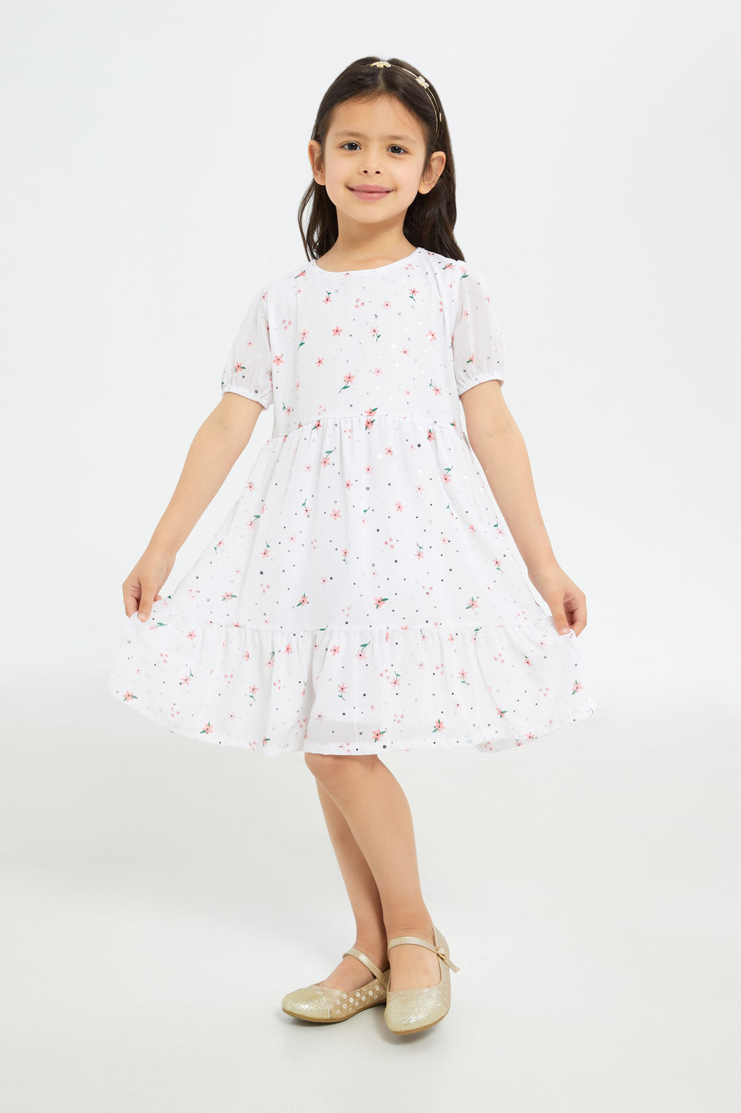 Redtag-Girls-White-Floral-Glitter-Dress-Category:Dresses,-Colour:White,-Deals:New-In,-Event:,-Filter:Girls-(2-to-8-Yrs),-GIR-Dresses,-H1:KWR,-H2:GIR,-H3:DRS,-H4:CAD,-New-In-GIR-APL,-Non-Sale,-Promo:,-RMD,-S23D,-Season:S23C,-Section:Girls-(0-to-14Yrs)-Girls-2 to 8 Years