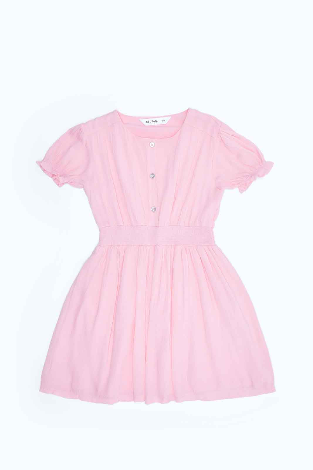 Redtag-Girls-Viscose-Crinkled--Solid-Sage-Dress-Category:Dresses,-Colour:Green,-Deals:New-In,-Filter:Girls-(2-to-8-Yrs),-GIR-Dresses,-MQN,-New-In-GIR-APL,-Non-Sale,-S23A,-Section:Girls-(0-to-14Yrs)-Girls-2 to 8 Years