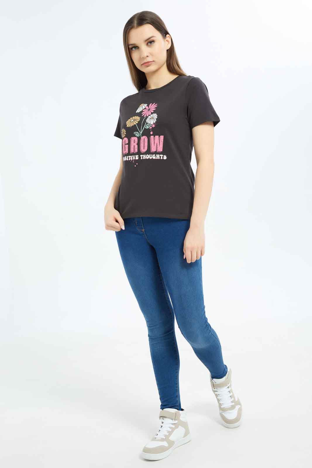 Redtag-Women-Black-Positive-Thoughts-Embellsihed-T-Shirt-Category:T-Shirts,-Colour:Black,-Deals:New-In,-Filter:Women's-Clothing,-New-In-Women-APL,-Non-Sale,-S23B,-Section:Women,-TBL,-Women-T-Shirts-Women's-