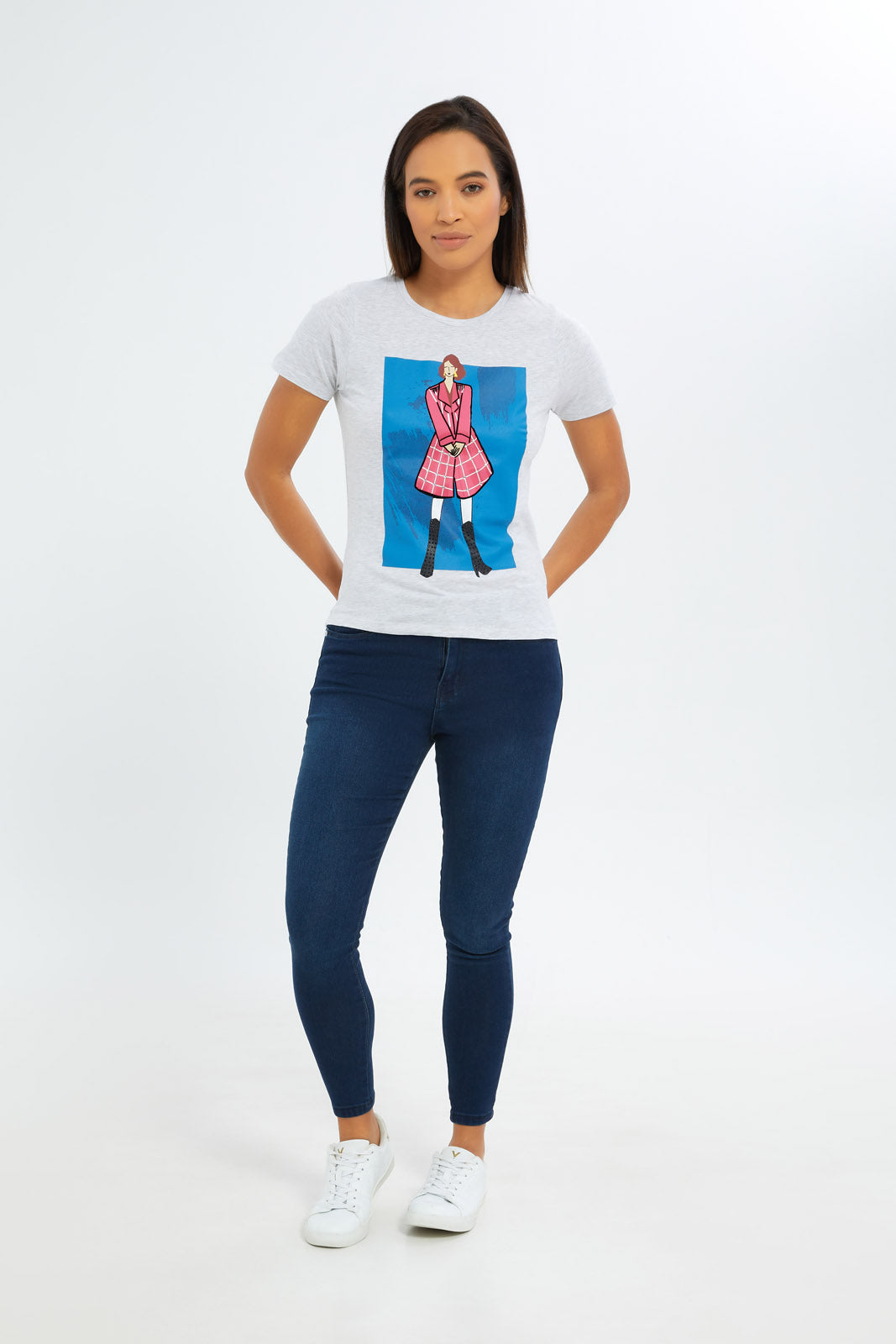 Redtag-Women-Beige-Lady-Art-Embellised-T-Shirt-Category:T-Shirts,-Colour:Beige,-Deals:3-FOR-90,-Deals:New-In,-Filter:Women's-Clothing,-H1:LWR,-H2:LAD,-H3:TSH,-H4:CAT,-New-In-Women-APL,-Non-Sale,-S23B,-Season:S23B,-Section:Women,-TBL,-Women-T-Shirts-Women's-