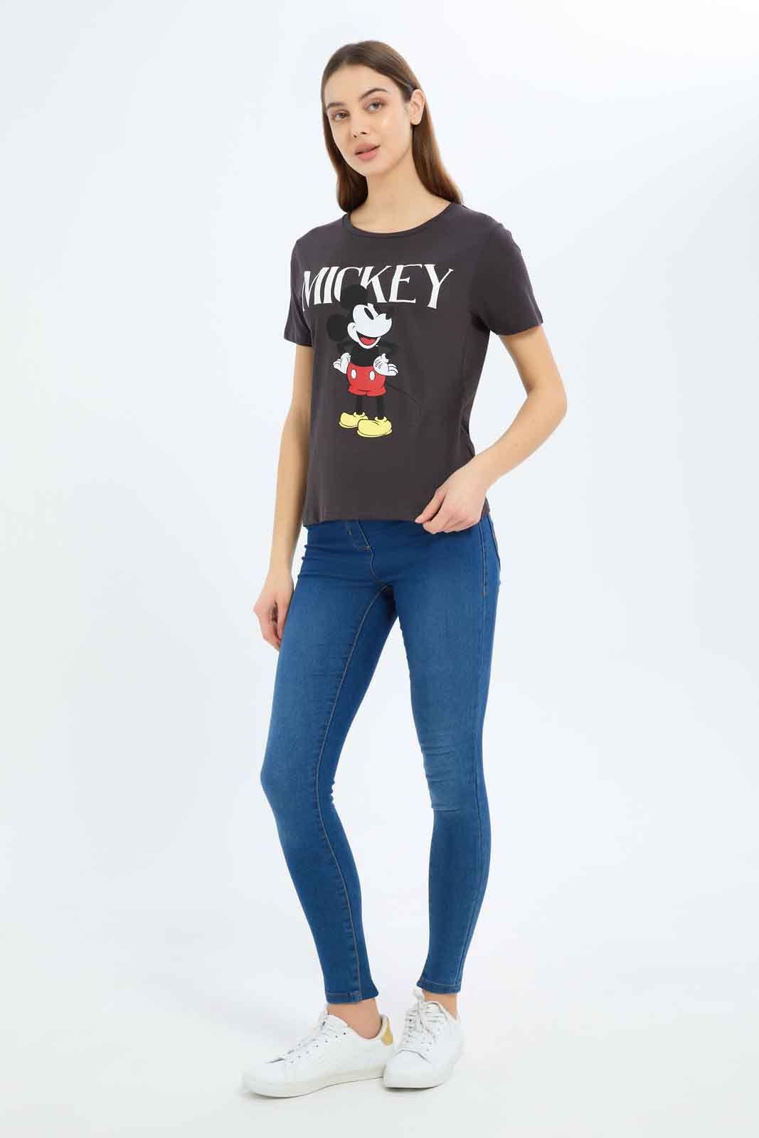 Redtag-Women-Black-Mickey-Printed-T-Shirt-Category:T-Shirts,-CHA,-Colour:Black,-Deals:New-In,-Filter:Women's-Clothing,-New-In-Women-APL,-Non-Sale,-S23B,-Section:Women,-TBL,-Women-T-Shirts-Women's-
