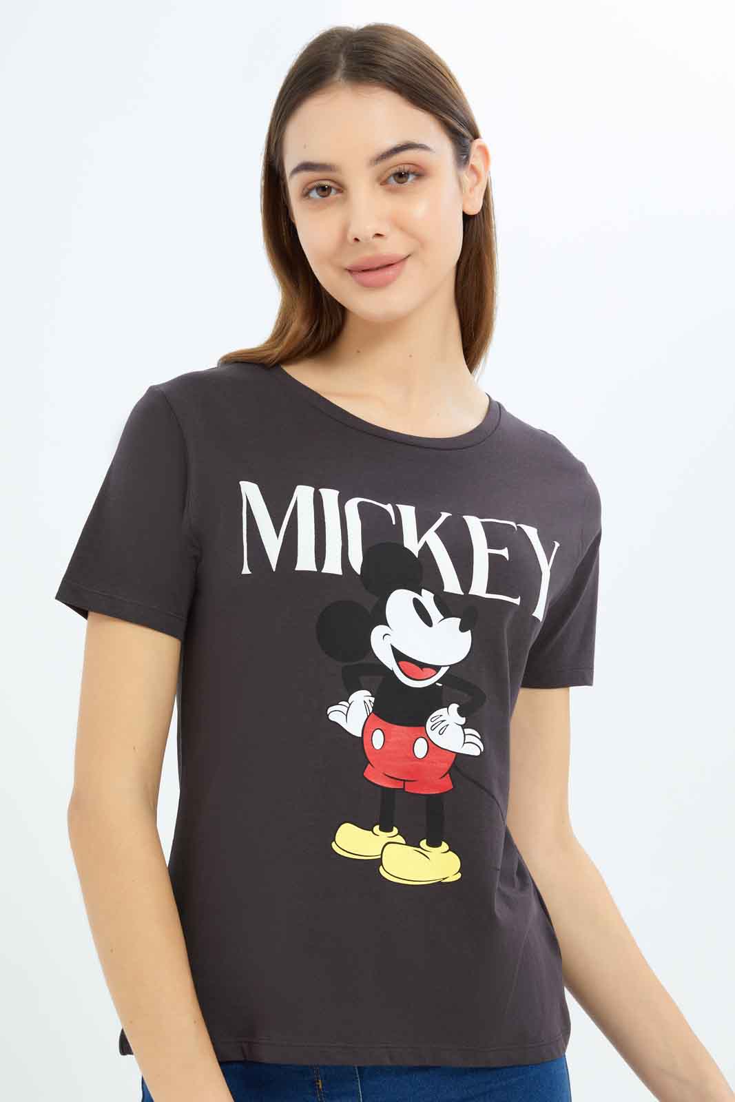 Redtag-Women-Black-Mickey-Printed-T-Shirt-Category:T-Shirts,-CHA,-Colour:Black,-Deals:New-In,-Filter:Women's-Clothing,-New-In-Women-APL,-Non-Sale,-S23B,-Section:Women,-TBL,-Women-T-Shirts-Women's-