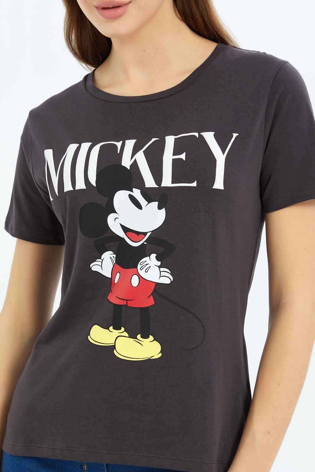 Redtag-Women-Black-Mickey-Printed-T-Shirt-Category:T-Shirts,-CHA,-Colour:Black,-Deals:New-In,-Filter:Women's-Clothing,-New-In-Women-APL,-Non-Sale,-S23B,-Section:Women,-TBL,-Women-T-Shirts-Women's-