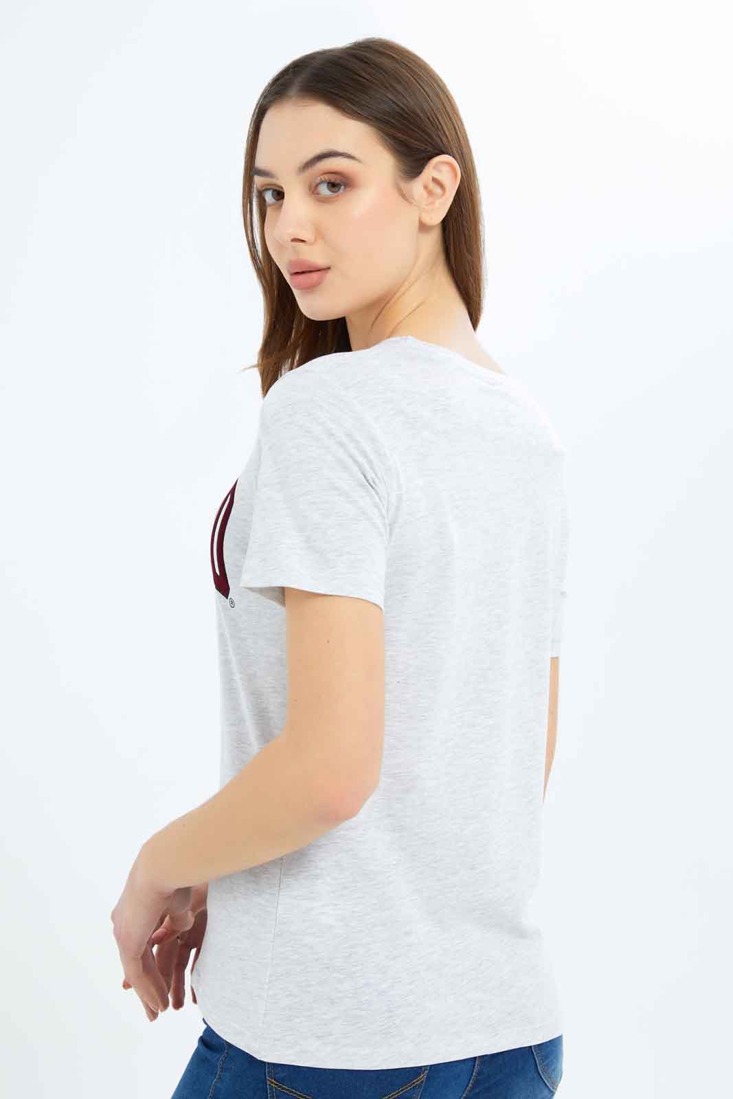 Redtag-Women-Grey-Melange-Harvard-Printed-T-Shirt-Category:T-Shirts,-Colour:Grey,-Deals:New-In,-Filter:Women's-Clothing,-New-In-Women-APL,-Non-Sale,-S23B,-Section:Women,-TBL,-Women-T-Shirts-Women's-