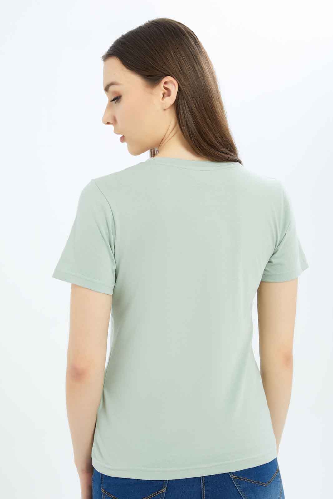 Redtag-Women-Sage-Short-Sleeve-Crew-Neck-T-Shirt-Category:T-Shirts,-Colour:Green,-Deals:New-In,-Filter:Women's-Clothing,-New-In-Women-APL,-Non-Sale,-S23B,-Section:Women,-TBL,-Women-T-Shirts-Women's-