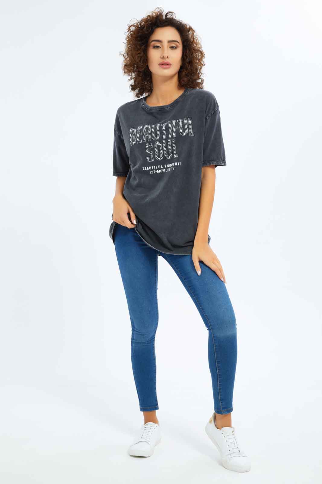 Redtag-Women-Charcoal-Embellished-Acid-Wash-T-Shirt-Category:T-Shirts,-Colour:Charcoal,-Deals:New-In,-Filter:Women's-Clothing,-New-In-Women-APL,-Non-Sale,-S23A,-Section:Women,-Women-T-Shirts-Women's-