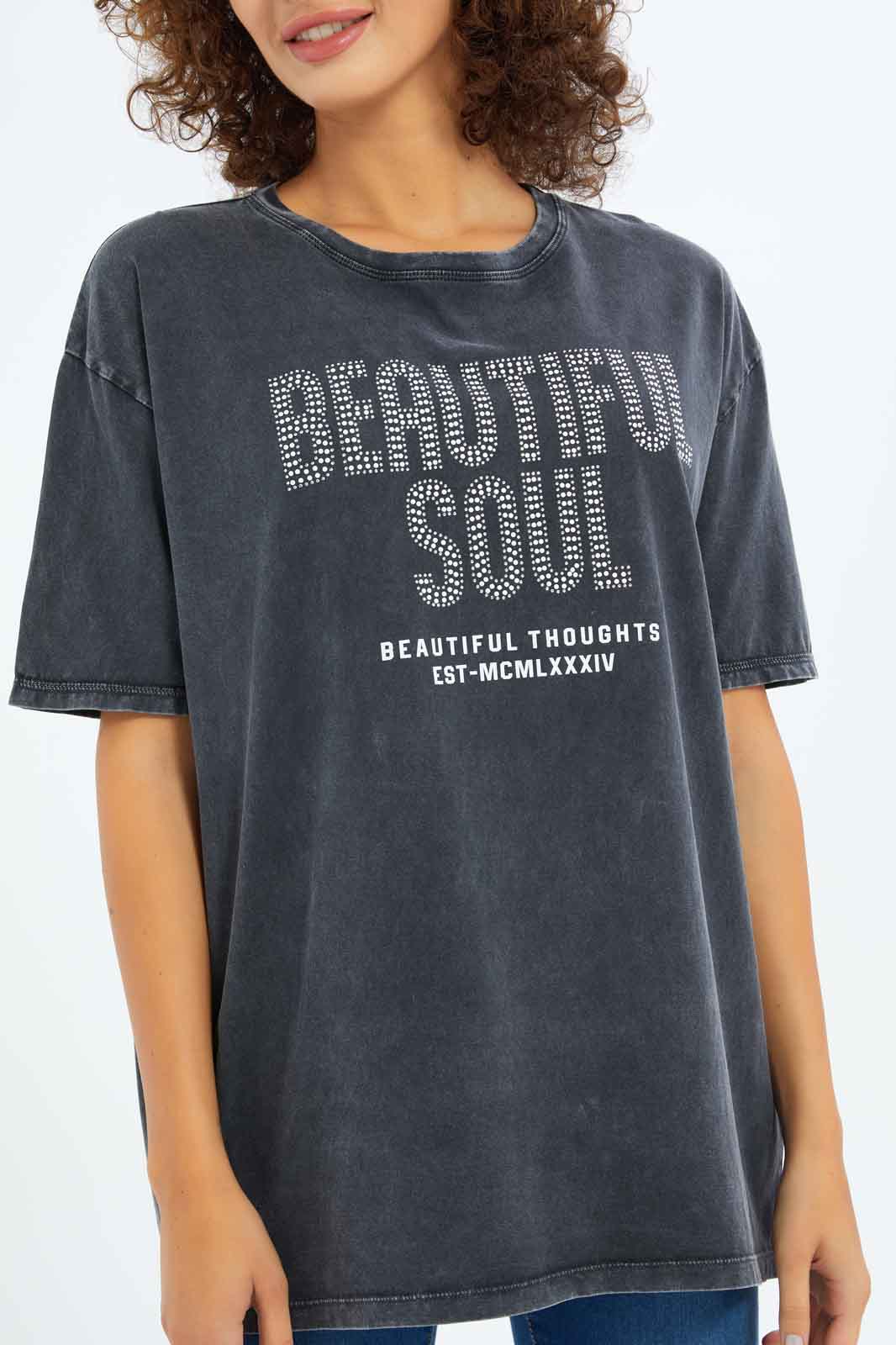 Redtag-Women-Charcoal-Embellished-Acid-Wash-T-Shirt-Category:T-Shirts,-Colour:Charcoal,-Deals:New-In,-Filter:Women's-Clothing,-New-In-Women-APL,-Non-Sale,-S23A,-Section:Women,-Women-T-Shirts-Women's-