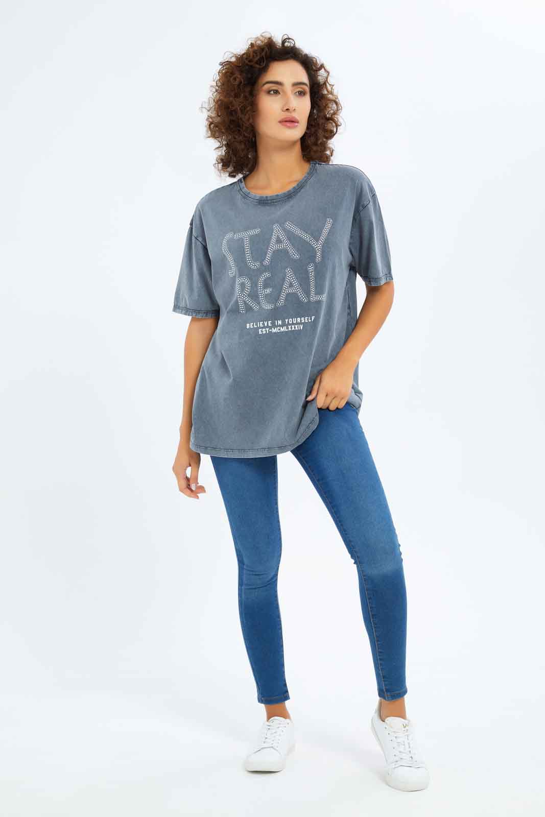 Redtag-Women-Charcoal-Embellished-Acid-Wash-T-Shirt-Category:T-Shirts,-Colour:Charcoal,-Deals:New-In,-Filter:Women's-Clothing,-New-In-Women-APL,-Non-Sale,-S23A,-Section:Women,-Women-T-Shirts-Women's-