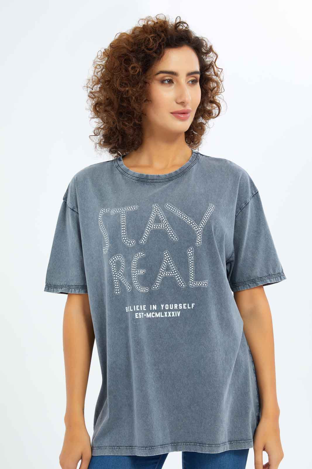 Redtag-Women-Charcoal-Embellished-Acid-Wash-T-Shirt-Category:T-Shirts,-Colour:Charcoal,-Deals:New-In,-Filter:Women's-Clothing,-New-In-Women-APL,-Non-Sale,-S23A,-Section:Women,-Women-T-Shirts-Women's-