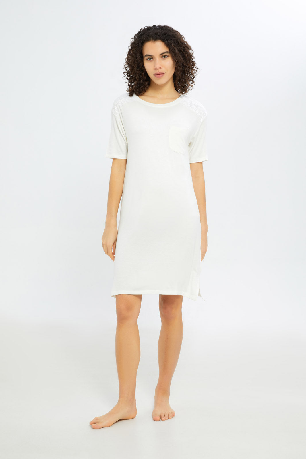 Redtag-Women-Ivory-Short-Sleeves-Shoulder-Lace-Nightshirt-Category:Nightshirts,-Colour:Ivory,-Deals:New-In,-Filter:Women's-Clothing,-H1:LWR,-H2:LDN,-H3:NWR,-H4:NSH,-New-In-Women-APL,-Non-Sale,-S23C,-Season:S23C,-Section:Women,-Women-Nightshirts--