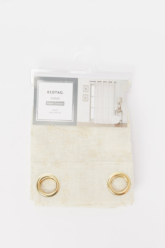 Redtag-Ivory-1--Piece-Floral-Embroidery-Sheer-Curtain-Category:Curtains,-Colour:Ivory,-Deals:New-In,-Filter:Home-Bedroom,-H1:HMW,-H2:BED,-H3:BCC,-H4:CUR,-HMW-BED-Curtains,-New-In-HMW-BED,-Non-Sale,-Promo:JULIETTE,-S23B,-Season:S23B,-Section:Homewares,-Style:SHEER-Home-Bedroom-