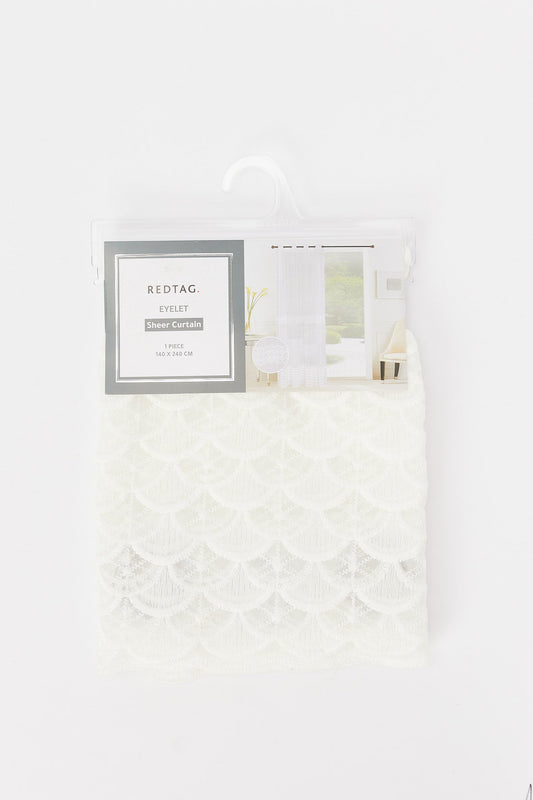 Redtag-Ivory-1--Piece-Embroidery-Sheer-Curtain-Category:Curtains,-Colour:Ivory,-Deals:New-In,-Filter:Home-Bedroom,-H1:HMW,-H2:BED,-H3:BCC,-H4:CUR,-HMW-BED-Curtains,-New-In-HMW-BED,-Non-Sale,-Promo:JULIETTE,-S23B,-Season:S23B,-Section:Homewares,-Style:SHEER-Home-Bedroom-