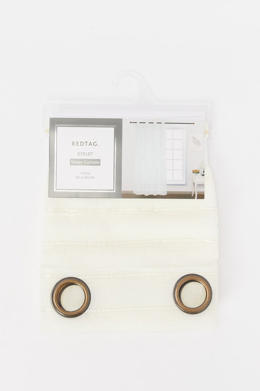 Redtag-Ivory-1--Piece-Stripe-Sheer-Curtain-Category:Curtains,-Colour:Ivory,-Deals:New-In,-Filter:Home-Bedroom,-H1:HMW,-H2:BED,-H3:BCC,-H4:CUR,-HMW-BED-Curtains,-New-In-HMW-BED,-Non-Sale,-Promo:JULIETTE,-S23B,-Season:S23B,-Section:Homewares,-Style:SHEER-Home-Bedroom-