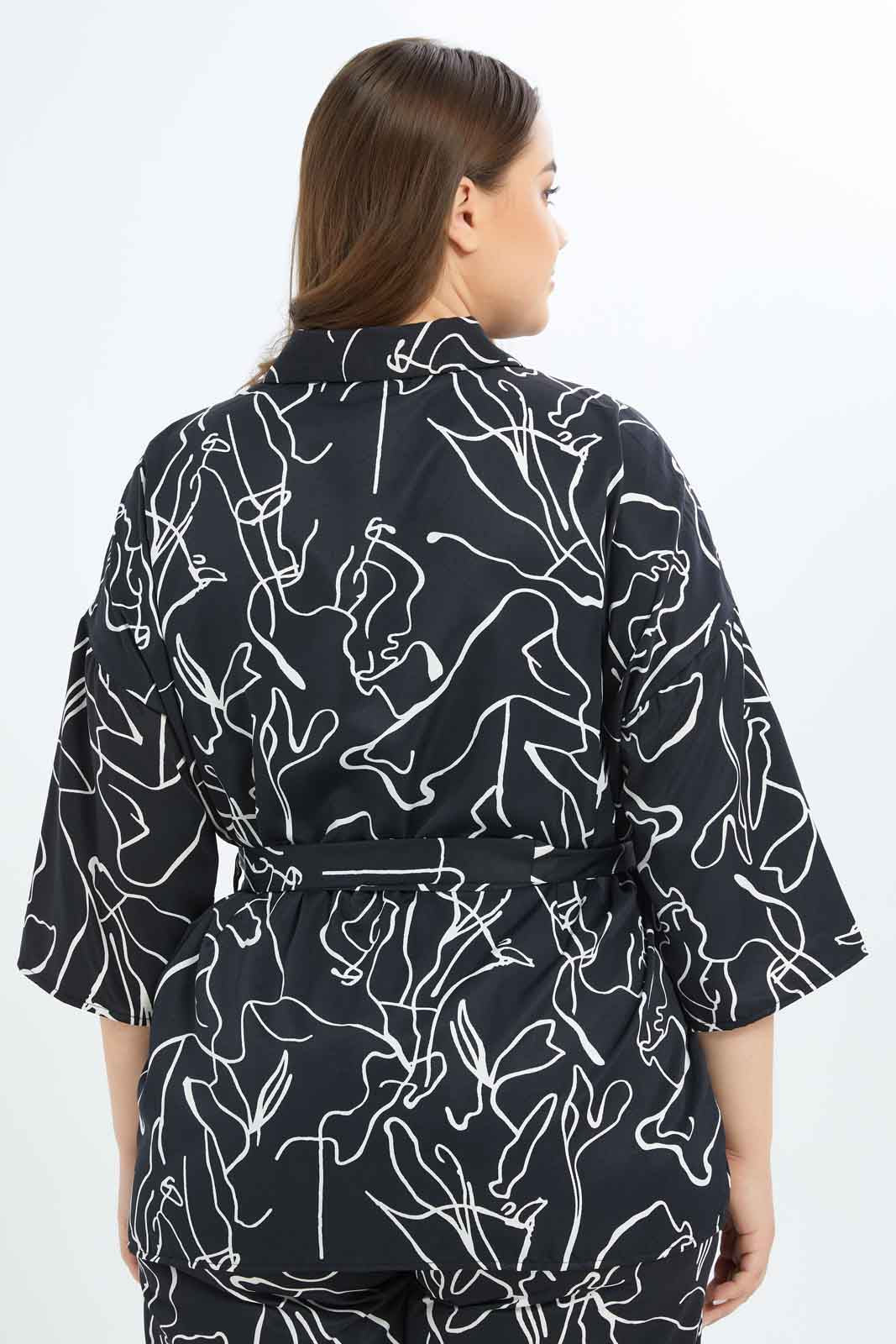 Redtag-Women-Black-Abstract-Print-Collared-Belted-Tunic-Category:Blouses,-Colour:Assorted,-Deals:New-In,-Filter:Plus-Size,-LDP-Blouses,-New-In-LDP-APL,-Non-Sale,-S23B,-Section:Women-Women's-