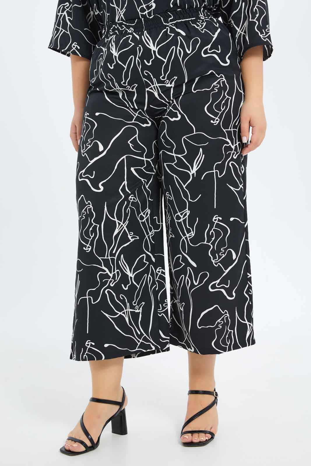 Redtag-Women-Black-Abstract-Print-Elasticated-Waist-Wide-Leg-Trouser-Category:Trousers,-Colour:Assorted,-Deals:New-In,-Filter:Plus-Size,-LDP-Trousers,-New-In-LDP-APL,-Non-Sale,-S23B,-Section:Women-Women's-