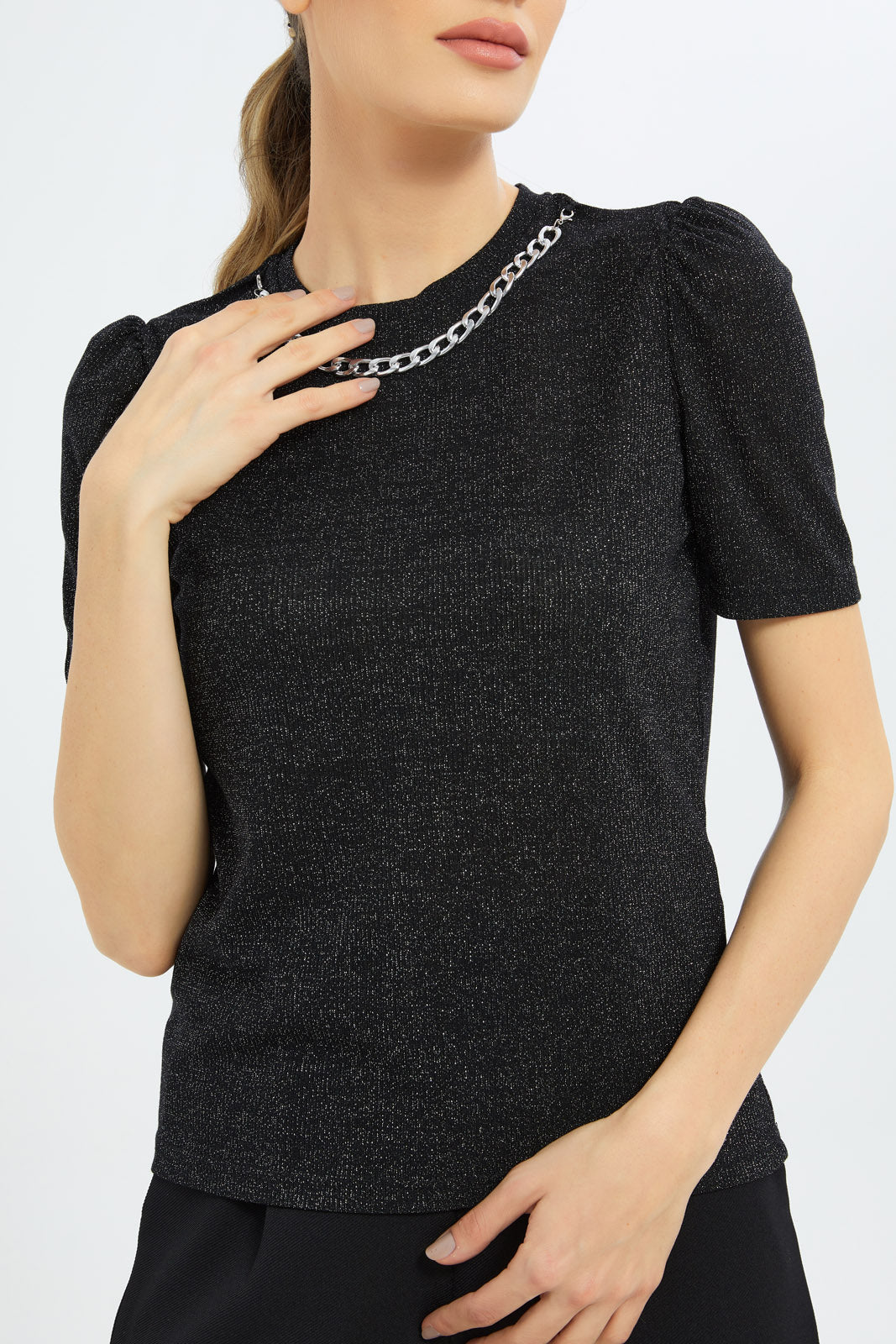 Redtag-Women-Black-Shimmer-Tops-Category:Tops,-Colour:Black,-Deals:New-In,-Filter:Women's-Clothing,-LDC,-LDC-Tops,-New-In-LDC-APL,-Non-Sale,-S23C,-Section:Women,-TBL-Women's-