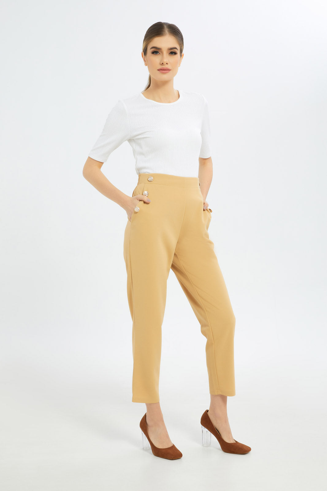 Redtag-Women-Sand-Trousers-Category:Trousers,-Colour:Sand,-Deals:New-In,-Filter:Women's-Clothing,-LDC,-LDC-Trousers,-New-In-LDC-APL,-Non-Sale,-S23C,-Section:Women,-TBL-Women's-