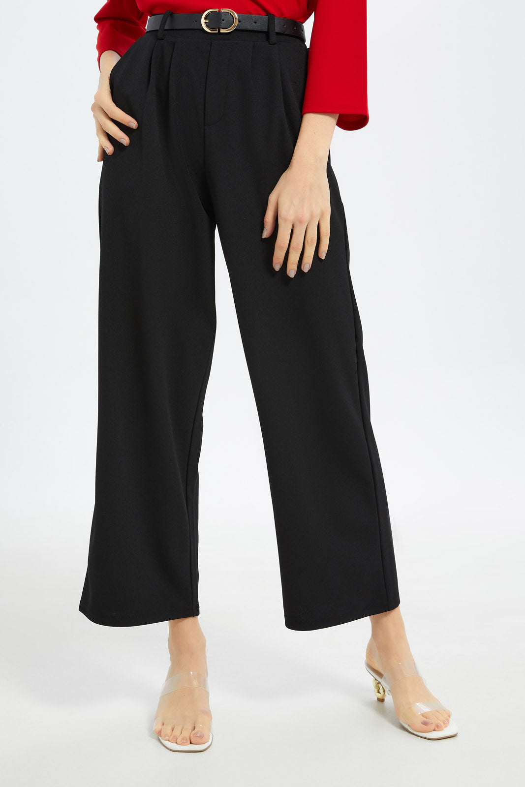 Redtag-Women-Black-Wide-Trousers-Category:Shorts,-Colour:Black,-Deals:New-In,-Filter:Women's-Clothing,-LDC,-LDC-Shorts,-New-In-LDC-APL,-Non-Sale,-S23C,-Section:Women,-TBL-Women's-