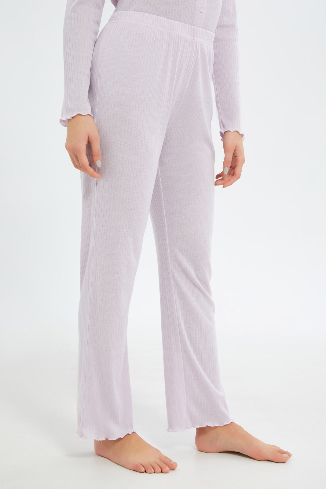 Redtag-Women-Lilac-Plain-Rib-Pyjama-Set-Category:Pyjama-Sets,-Colour:Lilac,-Deals:New-In,-Filter:Women's-Clothing,-New-In-Women-APL,-Non-Sale,-S23B,-Section:Women,-Women-Pyjama-Sets--