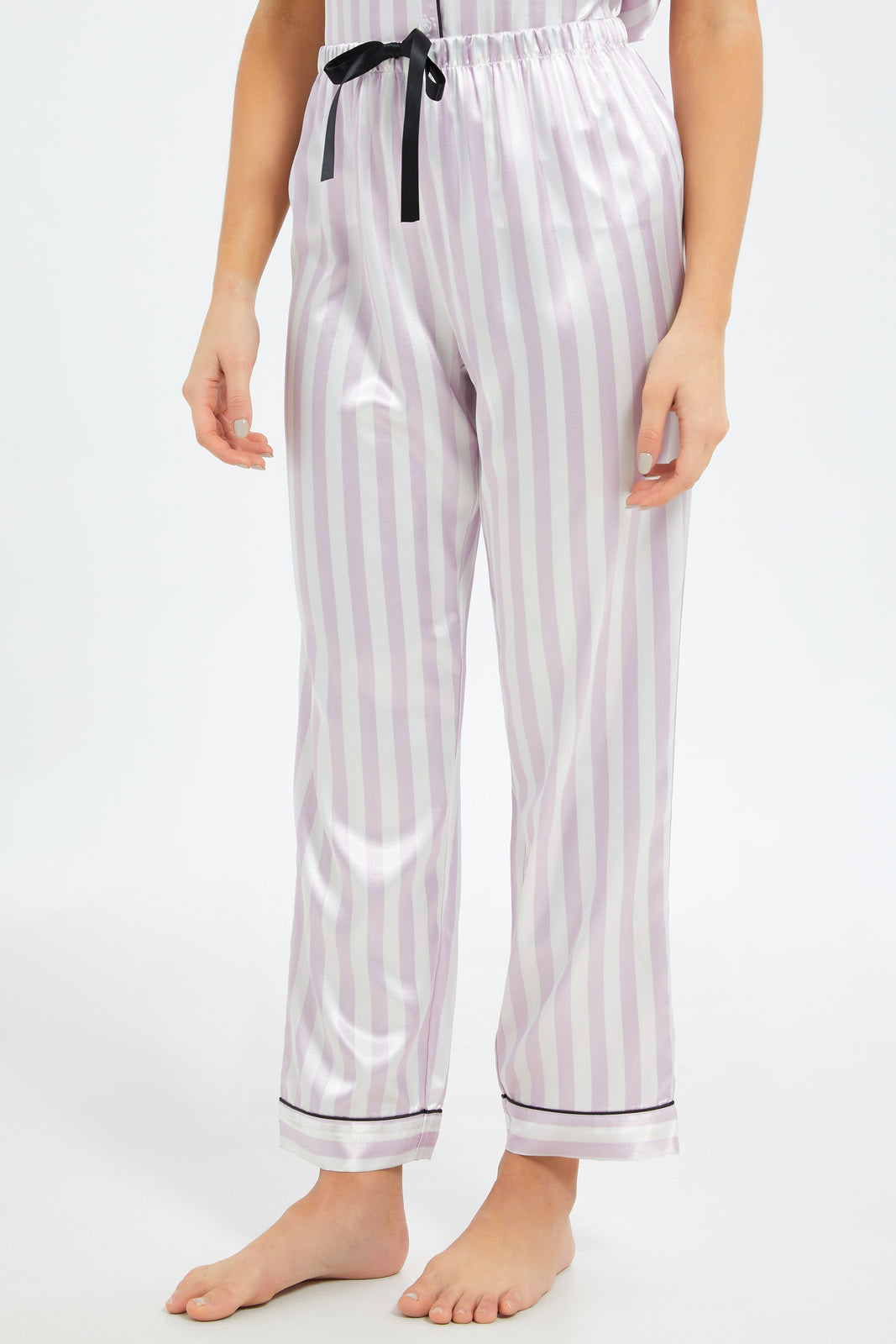 Redtag-Women-Lilac-Stripe-Short-Sleeves-Pyjama-Set-Category:Pyjama-Sets,-Colour:Lilac,-Deals:New-In,-Filter:Women's-Clothing,-New-In-Women-APL,-Non-Sale,-S23B,-Section:Women,-Women-Pyjama-Sets--