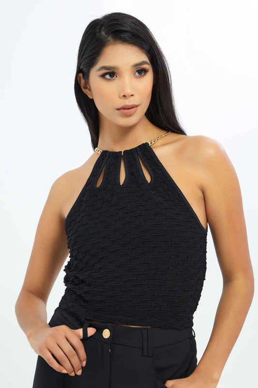 Redtag-Women-Black-Sleeveless-With-Neck-Cut-Out-Detail-Top-Category:Tops,-Colour:Black,-Deals:New-In,-Filter:Women's-Clothing,-LEC,-LEC-Tops,-New-In-LEC-APL,-Non-Sale,-S23B,-Section:Women-Women's-