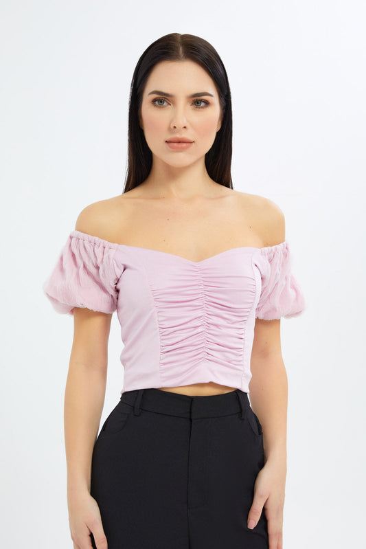 Redtag-Women-Short-Sleeve-With-Front-Gather-Top-Category:Tops,-Colour:Lilac,-Deals:New-In,-Filter:Women's-Clothing,-H1:LWR,-H2:LEC,-H3:JYT,-H4:FJT,-LEC,-LEC-Tops,-New-In-LEC-APL,-Non-Sale,-S23C,-Season:S23C,-Section:Women-Women's-