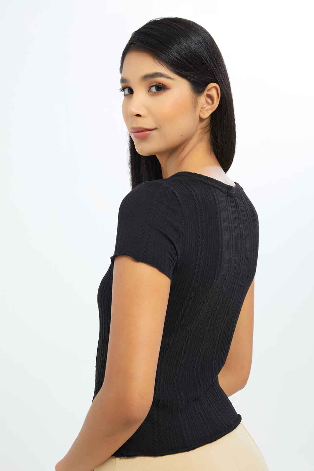 Redtag-Women-Black-Crewneck-Top-Category:Tops,-Colour:Black,-Deals:New-In,-Filter:Women's-Clothing,-LEC,-LEC-Tops,-New-In-LEC-APL,-Non-Sale,-S23B,-Section:Women-Women's-