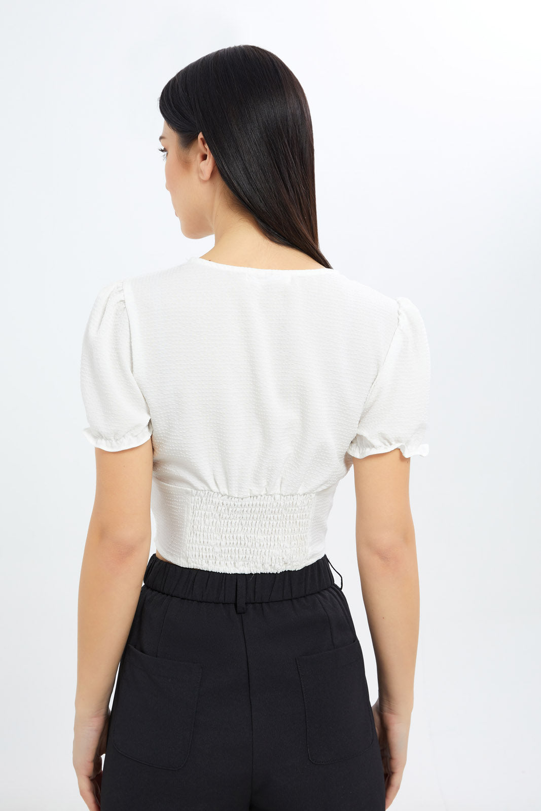 Redtag-Women-White-V-Neck-Button-Front-Blouse-Category:Blouses,-Colour:White,-Deals:New-In,-Filter:Women's-Clothing,-H1:LWR,-H2:LEC,-H3:BLO,-H4:CBL,-LEC,-LEC-Blouses,-New-In-LEC-APL,-Non-Sale,-S23C,-Season:S23C,-Section:Women-Women's-