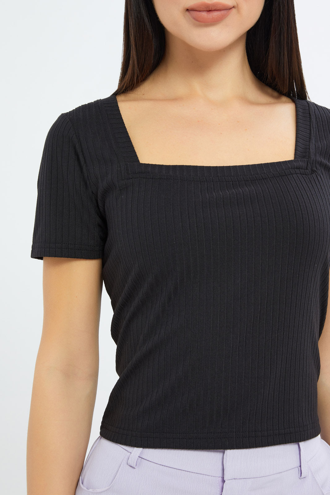 Redtag-Women-Black-Square-Neck-Top-Category:Tops,-Colour:Black,-Deals:New-In,-Filter:Women's-Clothing,-H1:LWR,-H2:LEC,-H3:JYT,-H4:FJT,-LEC,-LEC-Tops,-New-In-LEC-APL,-Non-Sale,-S23C,-Season:S23C,-Section:Women-Women's-